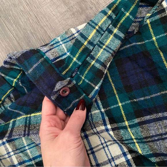 Vintage Plaid Pleaded Green Wool Skirt - Picture 5 of 8